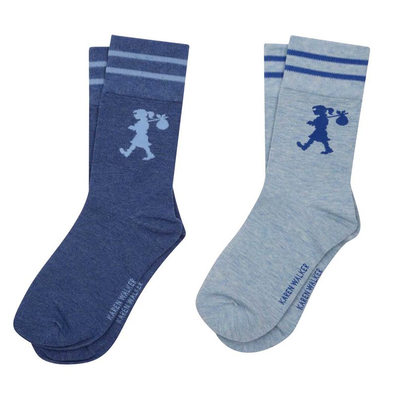Karen Walker Runaway Girl Socks 2 Pack Blue/Light Blue image number 0